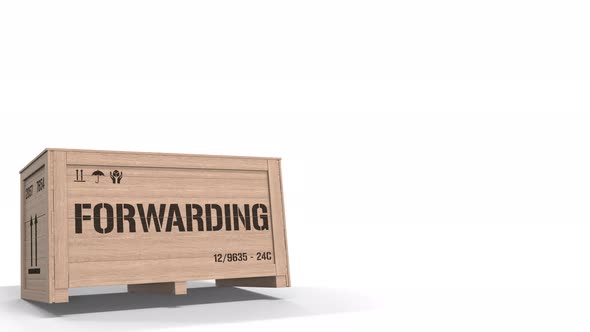 Wooden Crate with Printed FORWARDING Text alt