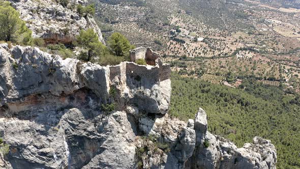 Old fortress wall of castell de alaro on the Puig d'Alaro, Mallorca