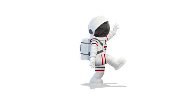 Character Cosmonaut Dancing A Cosmic Dance on White Background