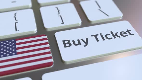 BUY TICKET Text and Flag of the United States on the Buttons alt