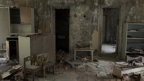 Old Broken Dusty Dirty Interior an Abandoned Kindergarten in Ghost Town Pripyat