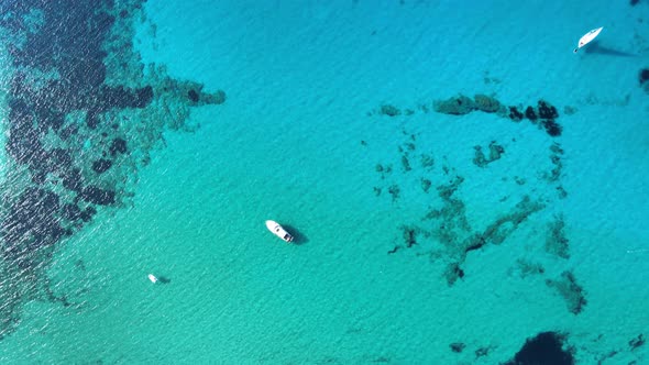 Beach, blue sea and yachts