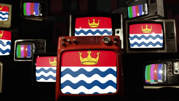 Flag of Greater London County, UK, on Retro TVs.