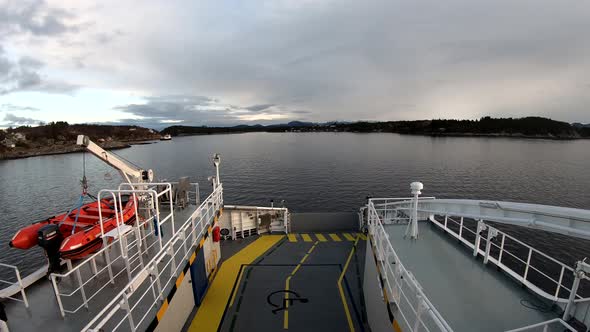 Hyperlapse Pov shot from Ships bridge, sailing battery powered ferry - Norway