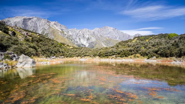 Timelapse of Blue Lakes, Mount Cook National Park, New Zealand