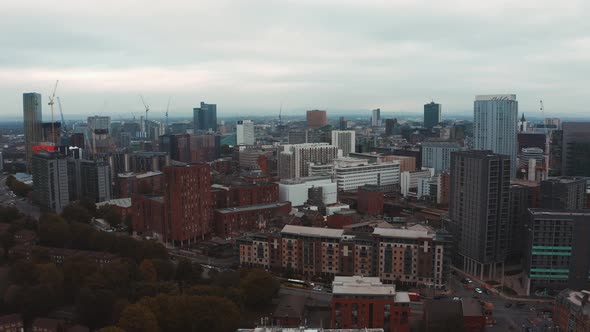 Aerial View of Manchester City in UK