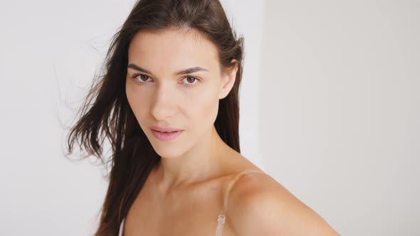 Sporty Girl in Lingerie Posing in the Studio