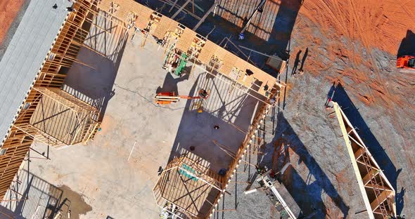 New Residential Construction Home Framing Against a Crane Holds is New in Wood Roofing