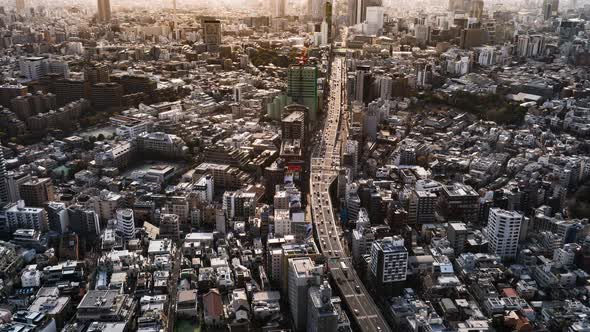 time lapse of the Metropolitan Expressway no.3 Shibuya Line and city, Tokyo, Japan