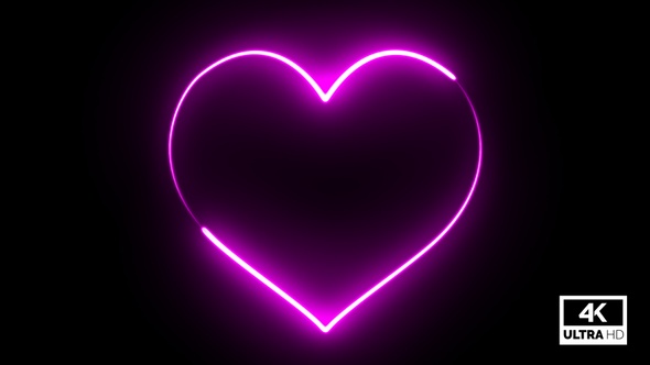 Pink Neon Heart Beating 4K Alpha Footage V2