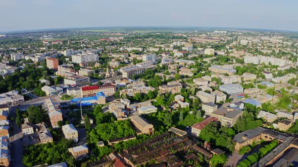 Aerial View At Sunset In The City Of Berdychiv, Ukraine