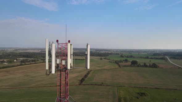 Aerial View To Telecom Tower closeup