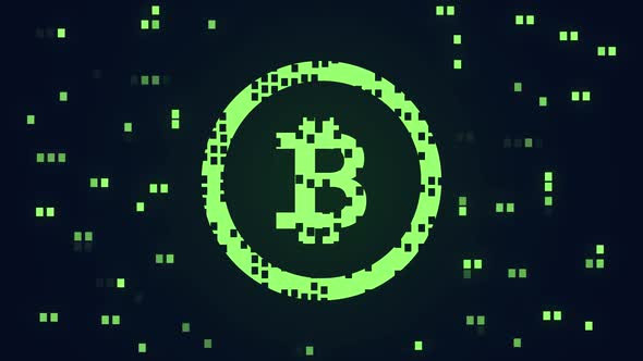 Bitcoin Cryptocurrency block chain pixel art