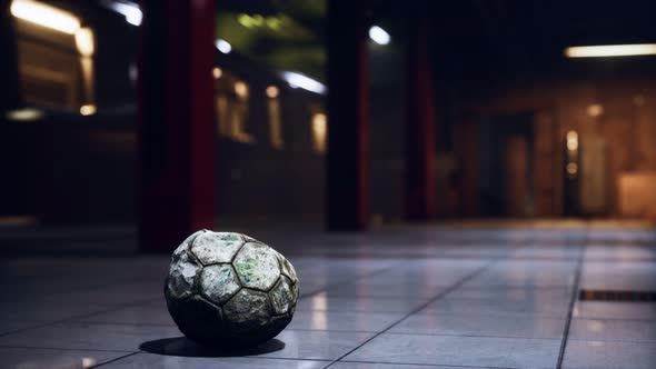 Old Soccer Ball in Empty Subway