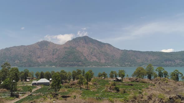 Mountain Landscape with Volcano Batur