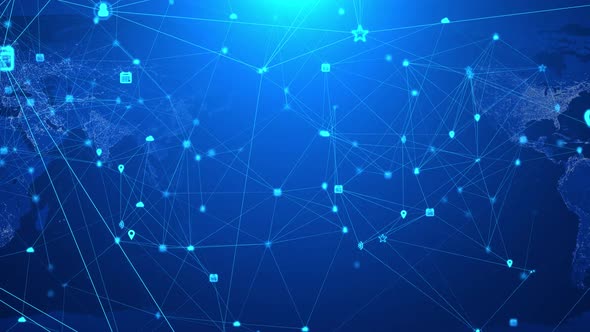 High tech of a 3D Network connection structure. digital data lines 