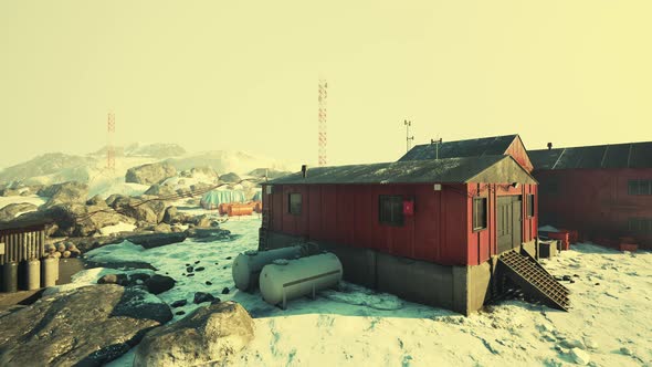 View of Old Antarctic Base at South Pole Station in Antarctica