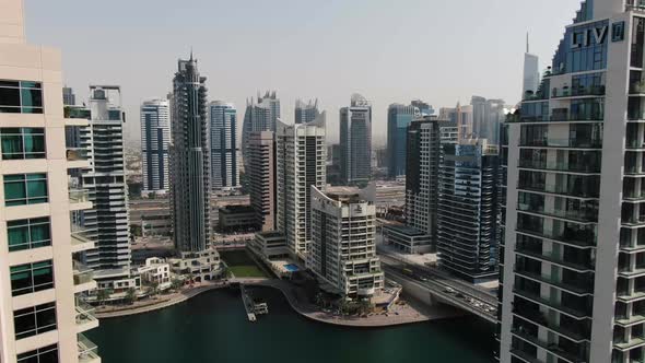 Massive Skyscrapers Surrounding Beautiful Dubai Creek Dubai UAE
