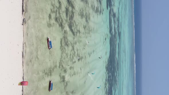 Vertical Video of the Coast of Zanzibar Island Tanzania Slow Motion