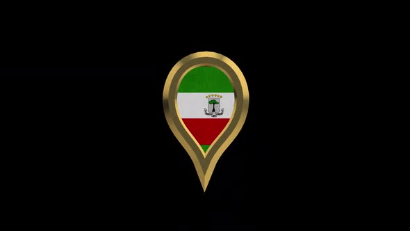 Equatorial Guinea Flag 3D Rotating Location Gold Pin Icon