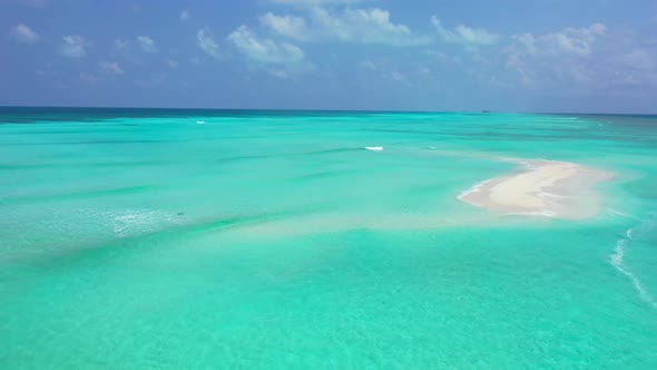 Aerial texture of idyllic coastline beach holiday by blue sea with white sandy background of a dayou