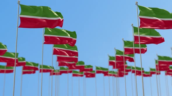 Tatar Stan Row Of National flags Walk Throw Animation