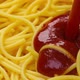 Pouring Ketchup on Spaghetti Tomato Sauce Falling on Pasta Close Up - VideoHive Item for Sale