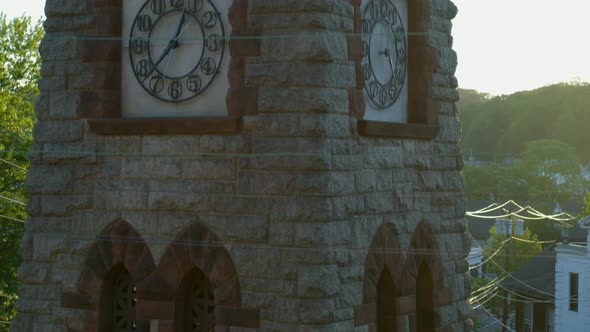 Pedestal Up Close Up Shot of Historic Clock Tower in Roslyn Long Island