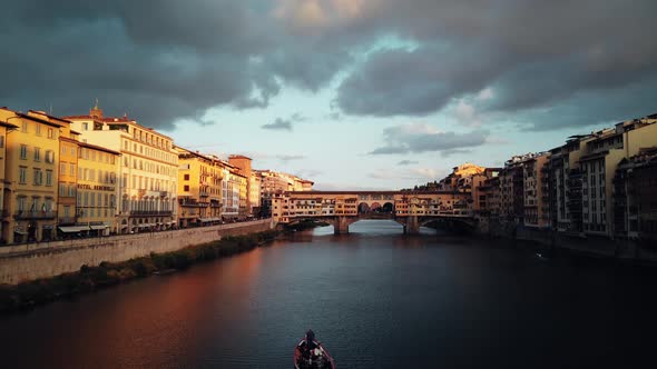 Timelapse of Ponte Vecchio at sunset. Florence italy