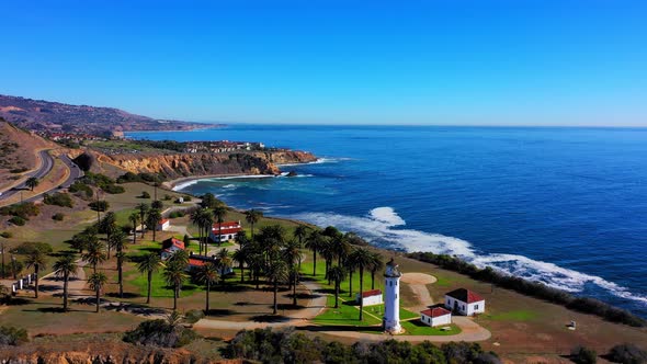 Flying away from the light house on the cliffs of Rancho Palos Verdes in Southern California.