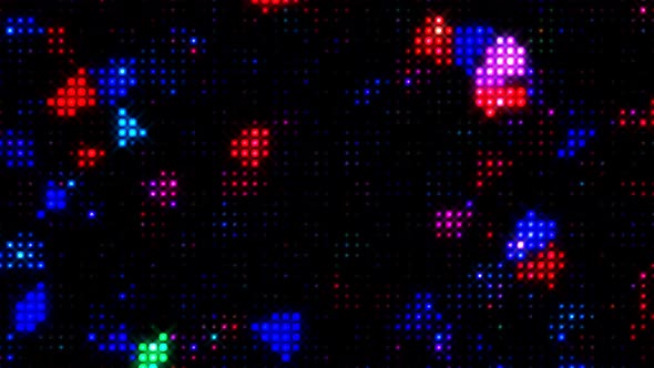 set dots wave motion, colorful, on black background alt
