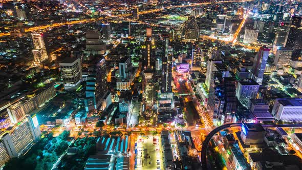 time lapse of Bangkok city at night, Thailand