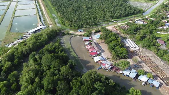 Aerial view fishing village at Balik Pulau