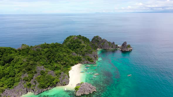 Caramoan Islands, Camarines Sur, Matukad, Philippines. Tropical Island with a White Sandy Beach.