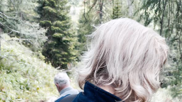 Back View of Family During a Mountain Trip Along Italian Alps Summer Season