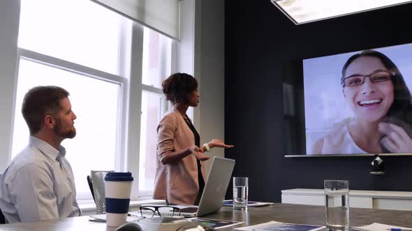 Business professionals working in a modern office