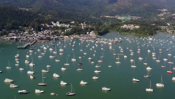 Top view of Hong Kong yacht club in Sai Kung