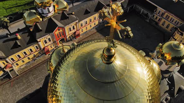 Beautiful Orthodox New Athos Monastery with Golden Domes in the New Athos