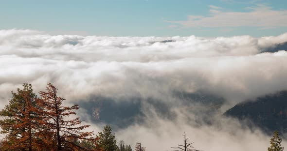 Time lapse of a fog covered landscape in Yosemite