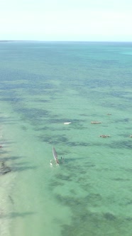 Tanzania  Vertical Video of the Ocean Near the Coast of Zanzibar Slow Motion