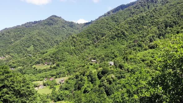 Flying Over Beautiful Green Mountains Landscape Aerial Shot Top View Wonderful World Scenic Travel