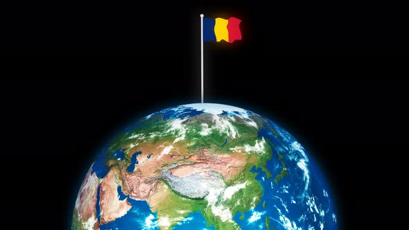 Chad Flying Flag On The 3d Rotated Planet Earth