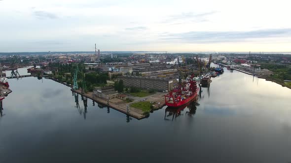 Aerial view of the port of Gdansk, Poland