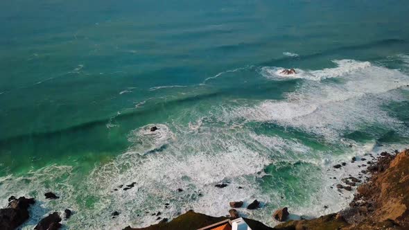 Aerial View Of Sea,Vertical Shot, Portugal