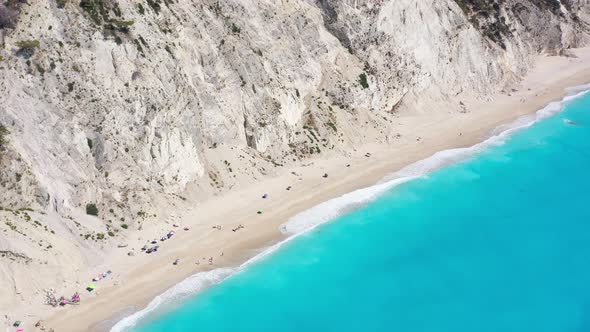 Panagia beach. Aerial Nature Greek Landscape with Turquoise Sea