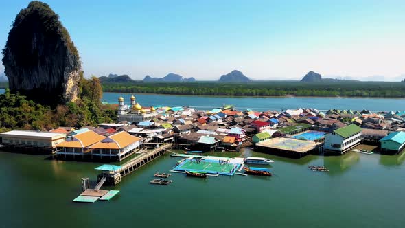 Ko Panyi or Koh Panyee Muslim Fisherman Village Landmark Attractions Travel By Boat at Ao Phang Nga