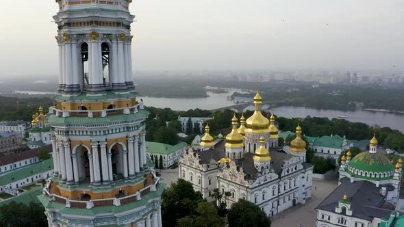 Magical Aerial View of the Kiev Pechersk Lavra Monastery