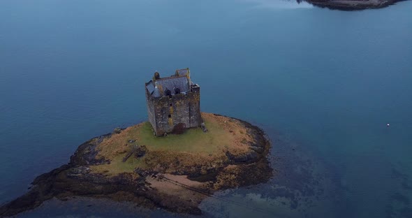 View Of Castle Stalker In Scotland