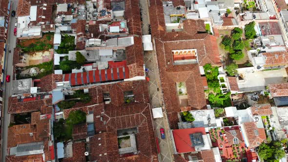 4k walking street in San Cristóbal de las Casas, Chiapas during elections, with white voting tents