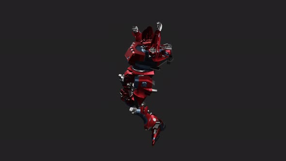 Red mecha in action with Uppercut Jab style